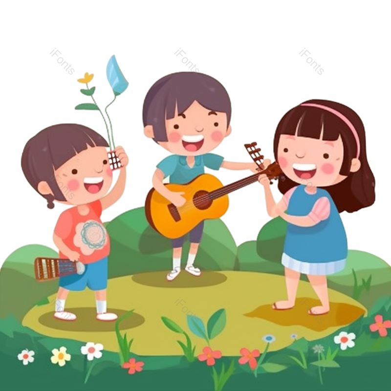 儿童节图片,乐器元素,手绘树PNG,素材免抠素材